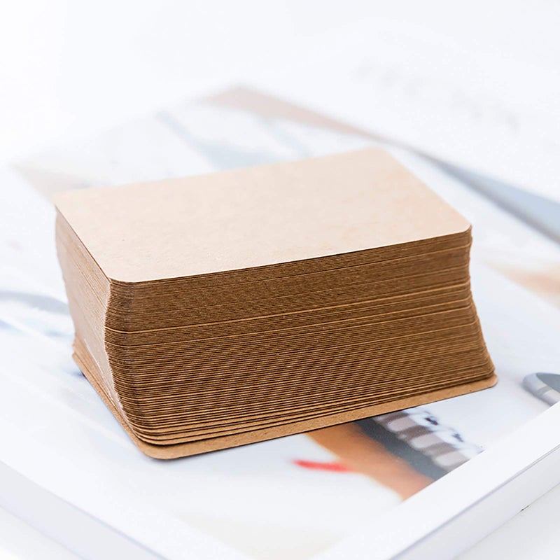 VANRA 300 Small Blank Cards 3.5x2 inches Color Cardstock Study Flash Cards Index Cards, Unruled with Rounded Corners (Kraft Brown, 300/Pack) - Image 5